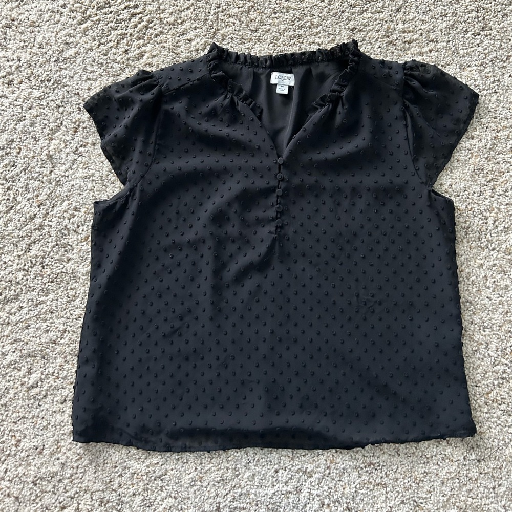 J.Crew Ruffleneck top in clip dot
